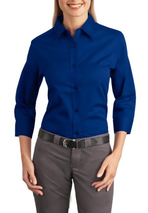 Port Authority® blusa manga 3/4, antiarrugas, perfecta para el trabajo. L612 azul rey