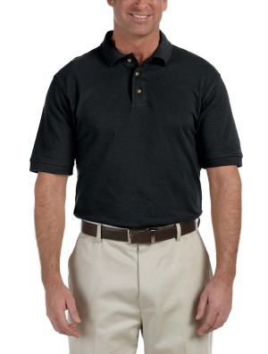 Harriton® camisa polo de algodón tejido piqué, manga corta, variedad de colores. M200 negro