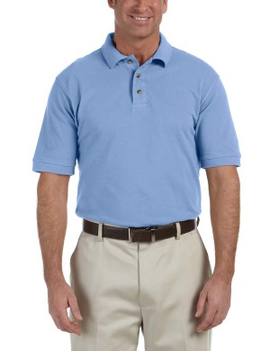 Harriton® camisa polo de algodón tejido piqué, manga corta, variedad de colores. M200 azul escolar claro
