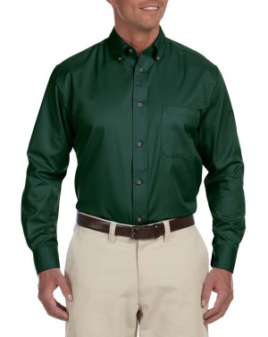 Harriton® camisa de manga larga con tecnología antimanchas. M500 verde cazador