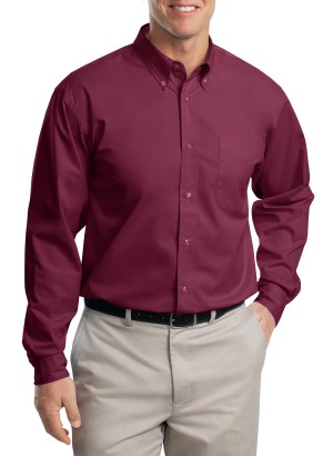 Port Authority® Camisa de manga larga de fácil cuidado. S608 borgoña