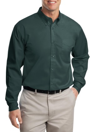 Port Authority® Camisa de manga larga de fácil cuidado. S608 verde oscuro