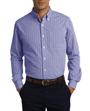 Port Authority® Camisa a cuadros de manga larga y fácil cuidado. s654 azul/morado