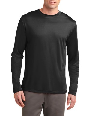 Sport-Tek® Camiseta de manga larga. Ligera y absorbente, resistente a la decoloración. ST350LS negro