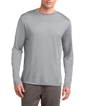 Sport-Tek® Camiseta de manga larga. Ligera y absorbente, resistente a la decoloración. ST350LS plata