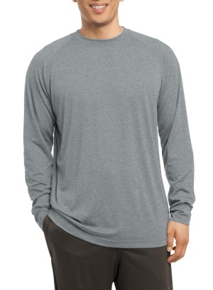 Sport-Tek® Camiseta de manga larga y cuello redondo, alto rendimiento. ST700LS gris francés