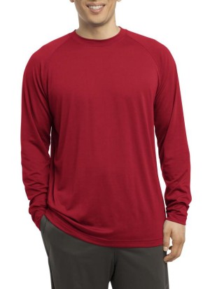 Sport-Tek® Camiseta de manga larga y cuello redondo, alto rendimiento. ST700LS rojo