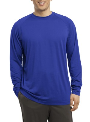 Sport-Tek® Camiseta de manga larga y cuello redondo, alto rendimiento. ST700LS azul rey