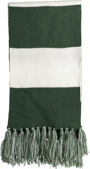 Sport-Tek® Bufanda a rayas, diversidad de colores. STA02 verde bosque/blanco