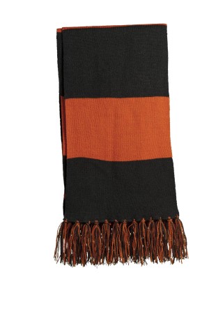 Sport-Tek® Bufanda a rayas, diversidad de colores. STA02 negro/anaranjado intenso