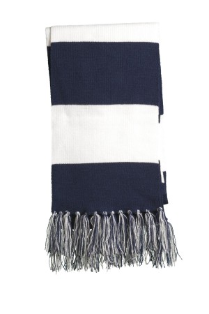 Sport-Tek® Bufanda a rayas, diversidad de colores. STA02 azul marino/blanco