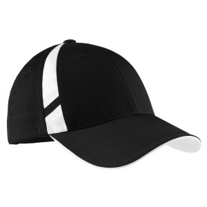 Sport-Tek® gorra bicolor de algodón con laterales de malla. STC12 negro/blanco