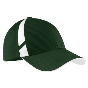 Sport-Tek® gorra bicolor de algodón con laterales de malla. STC12 verde bosque/blanco