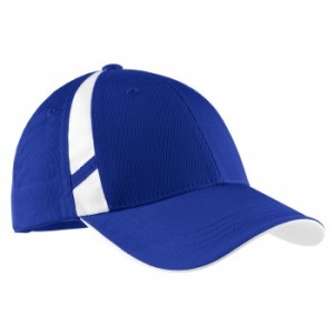 Sport-Tek® gorra bicolor de algodón con laterales de malla. STC12 azul rey/blanco