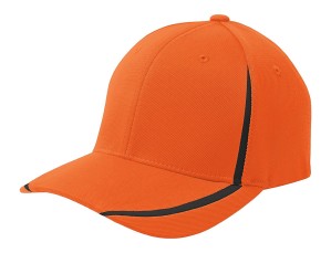 Sport-Tek® Gorra estructurada de perfil medio, bicolor. STC16 anaranjado intenso/negro