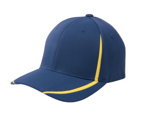 Sport-Tek® Gorra estructurada de perfil medio, bicolor. STC16 azul marino/amarillo oro