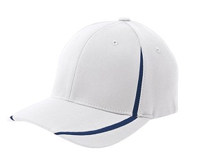 Sport-Tek® Gorra estructurada de perfil medio, bicolor. STC16 blanco/azul marino